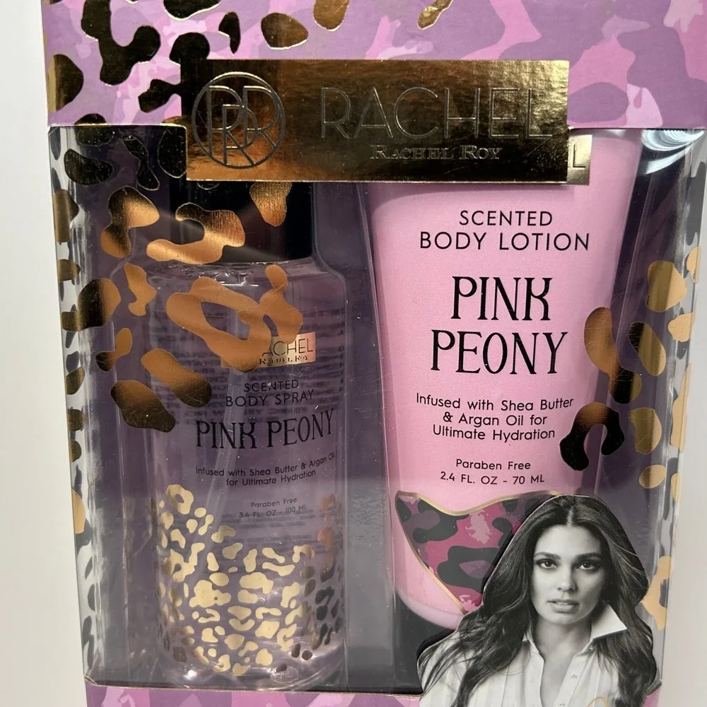 Rachel Roy Pink Peony‎ Body Care Trio Set Spray Lotion Scrub RR1333 New